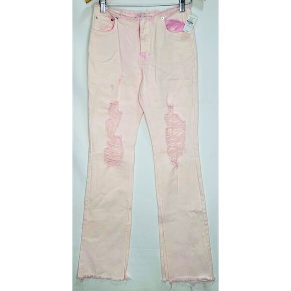 SER.O.YA Sia Distressed Slit Leg Jeans | Bleach Pink | Size 24 | NWT - Picture 2 of 9